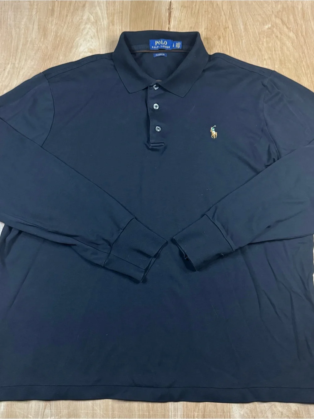 Polo Ralph Lauren Men’s Black Long Sleeve Slim Fit Polo Shirt Large